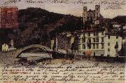 Pierre Renoir View at Dolce Acqua with the Borgho Antico the bridge over the Nervia and the Doria Castle Postcard painting